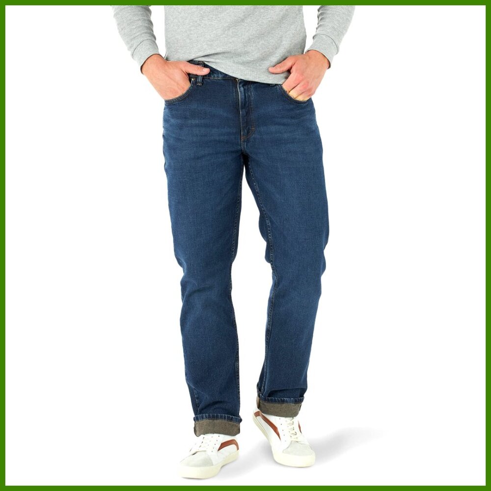 Relaxed Straight Leg Jeans, 99% Cotton 1% Spandex, Mid Rise - Picture 1 of 7